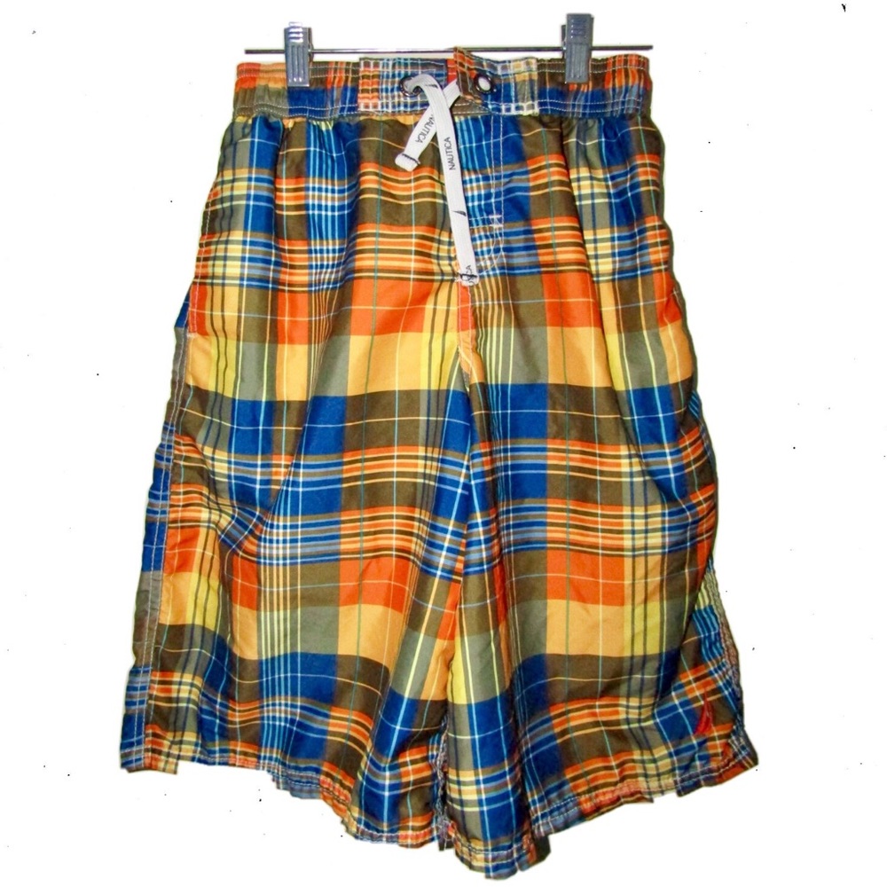 Nautica plaid swim trunks